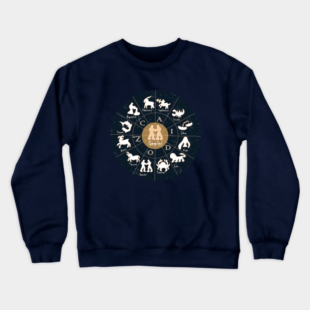 Gemini, Zodiac, Astrology, Horoscope, Stars, Sun-and-moon. Birthday, Valentines-day, Holidays, Crewneck Sweatshirt by PrintedDreams